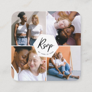 Cute 4 Photo Collage LGBTQ Gay Couple OSA QR-kod Tilläggskort