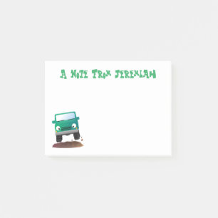 Cute 4 x 4 personlig i tecknaden fordon post-it block