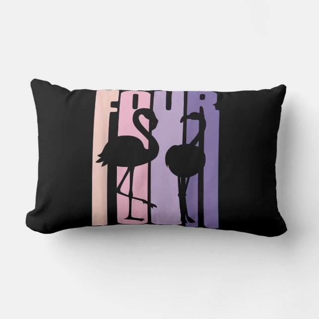 Cute 4e födelsedagen Gift I Flamingo I 4 år gammal Lumbarkudde (Framsida)