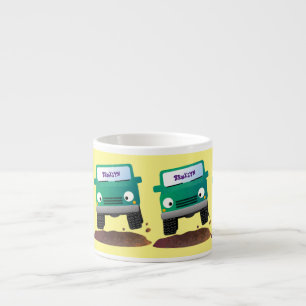 Cute 4X4 tecknad utanför fordon Espressomugg