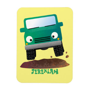Cute 4X4 tecknad utanför fordon Magnet