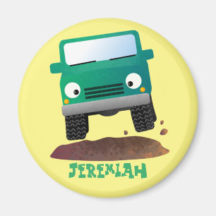 Cute 4X4 tecknad utanför fordon Magnet