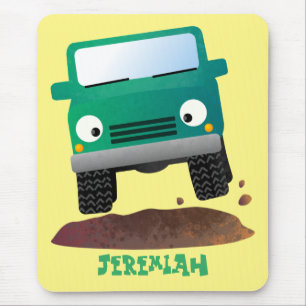 Cute 4X4 tecknad utanför fordon Musmatta