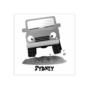 Cute 4X4 tecknad utanför fordon Stämpel