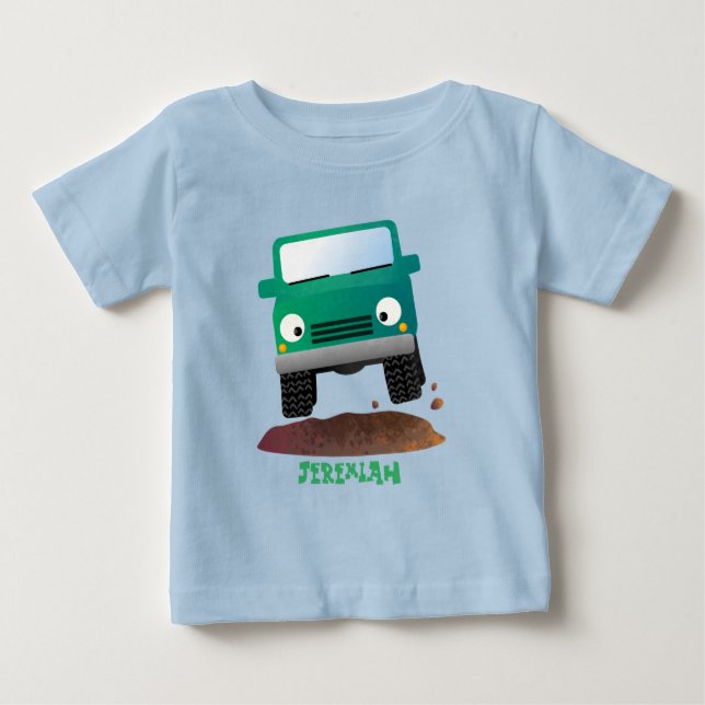 Cute 4X4 tecknad utanför fordon T Shirt (Framsida)