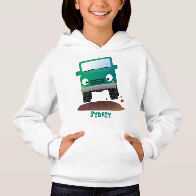 Cute 4X4 tecknad utanför fordon T Shirt (Framsida)