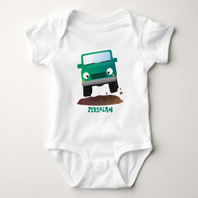 Cute 4X4 tecknad utanför fordon T Shirt (Framsida)