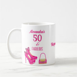 Cute 50:e födelsedag Högklackar Namn Gift Kaffemugg