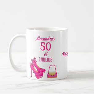 Cute 50:e födelsedag Högklackar Namn Gift Kaffemugg