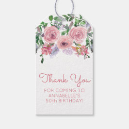 Cute 50:e födelsedag Rosa Blommigt Bouquet Waterco Presentetikett
