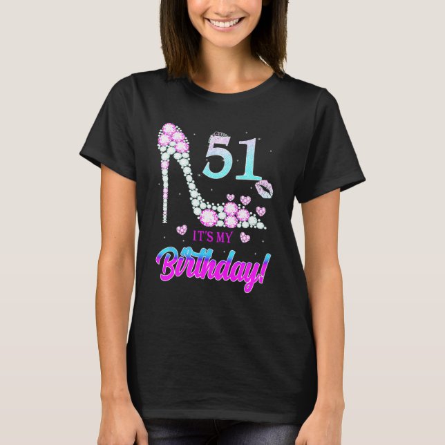 Cute 51 Years Old It's My 51st Birthday Party T Shirt (Framsida)