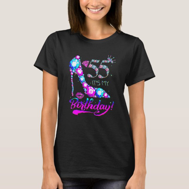 Cute 55 Years Old It's My 55th Birthday Party Gems T Shirt (Framsida)