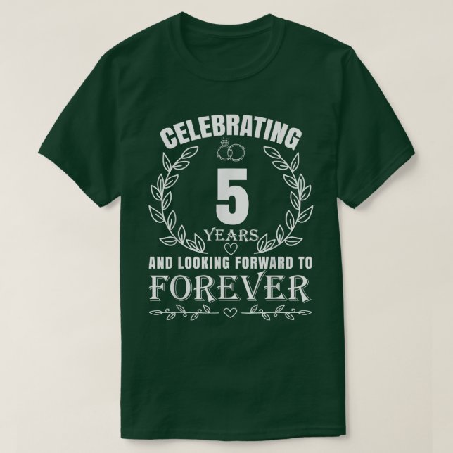 Cute 5:e Bröllop-årsdagen för Par, gift 5 T Shirt (Design framsida)