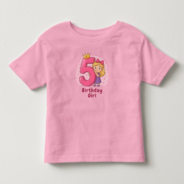 Cute 5:e födelsedagsflickan Firande T Shirt (Framsida)