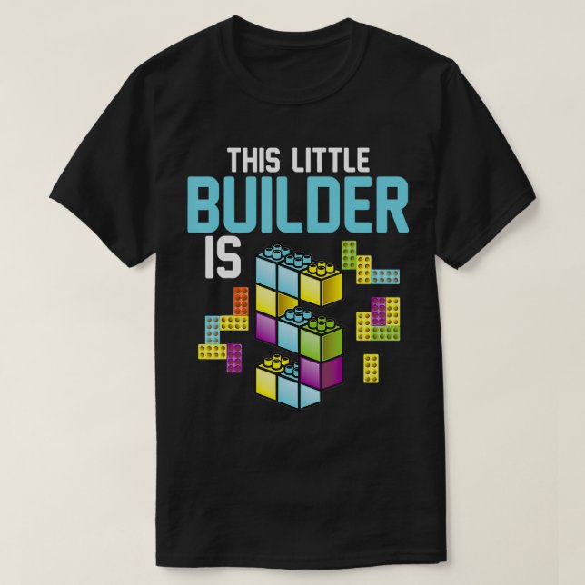 Cute 5th Birthday Gift 5 Years Old Block Building  T Shirt (Design framsida)