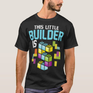 Cute 5th Birthday Gift 5 Years Old Block Building  T Shirt
