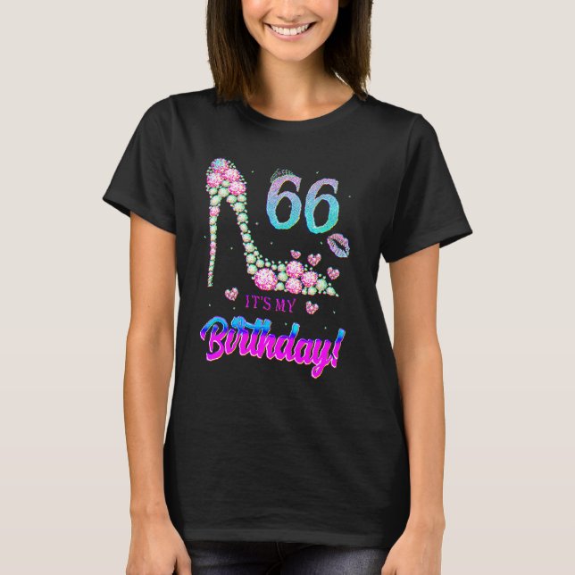 Cute 66 Years Old It's My 66th Birthday Party T Shirt (Framsida)