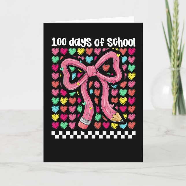 Cute 67 Days Of School Pencil Bow Classroom Theme Kort (Framsida)
