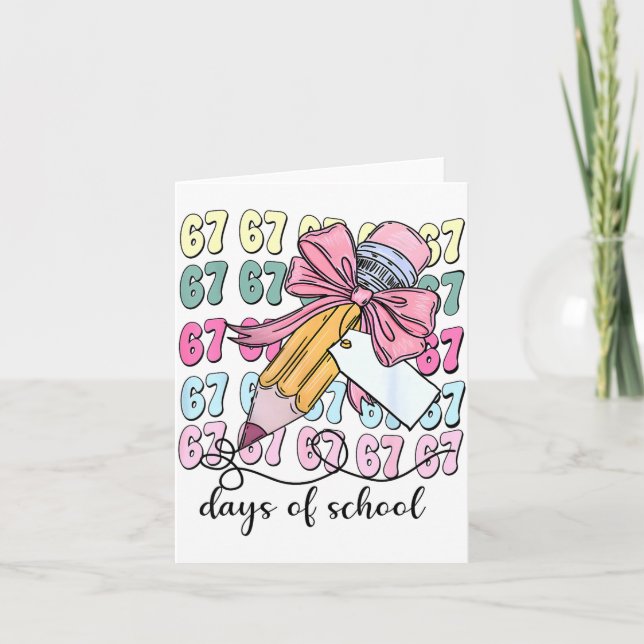 Cute 67 Days Smarter 67 Days Of School Coquette Bo Kort (Framsida)