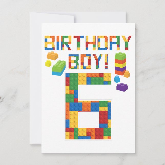 Cute 6e Birthday Gift 6-åriga blocket Byggnad (Framsida)