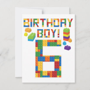 Cute 6e Birthday Gift 6-åriga blocket Byggnad OSA Kort