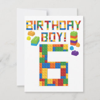 Cute 6e Birthday Gift 6-åriga blocket Byggnad OSA Kort
