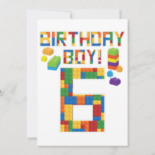Cute 6e Birthday Gift 6-åriga blocket Byggnad Spara Datumet
