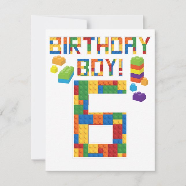 Cute 6e Birthday Gift 6-åriga blocket Byggnad Spara Datumet (Framsida)