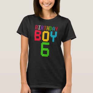 Cute 6e Birthday Gift 6-åriga blocket Byggnad T Shirt