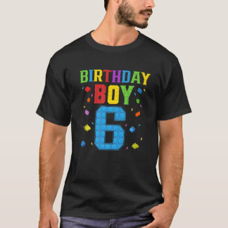 Cute 6e Birthday Gift 6-åriga blocket Byggnad T Shirt