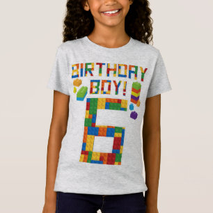 Cute 6e Birthday Gift 6-åriga blocket Byggnad T Shirt