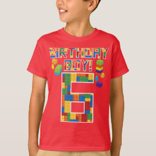 Cute 6e Birthday Gift 6-åriga blocket Byggnad T Shirt