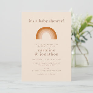 Cute 70-talets Neutralt Terracotta Baby Shower Inbjudningar
