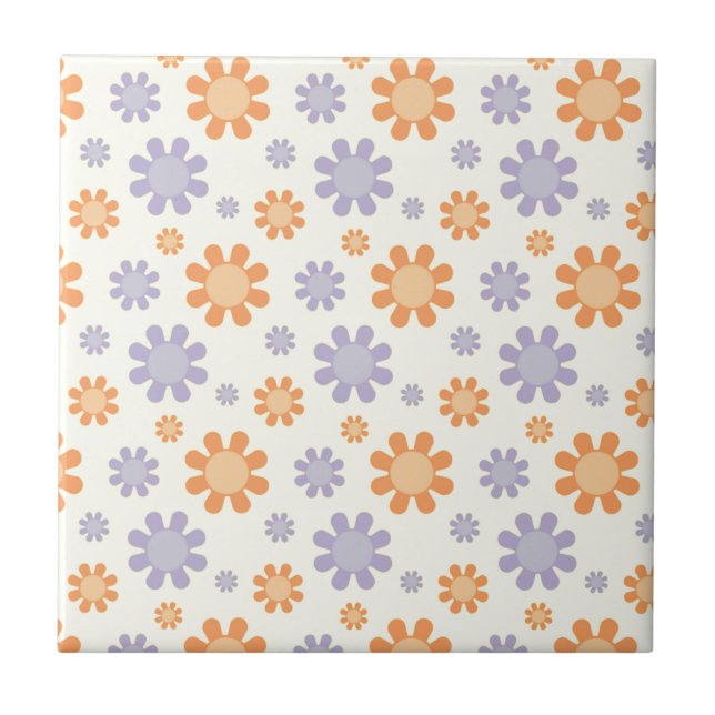 Cute 70's Flowers Kakelplatta (Framsidan)