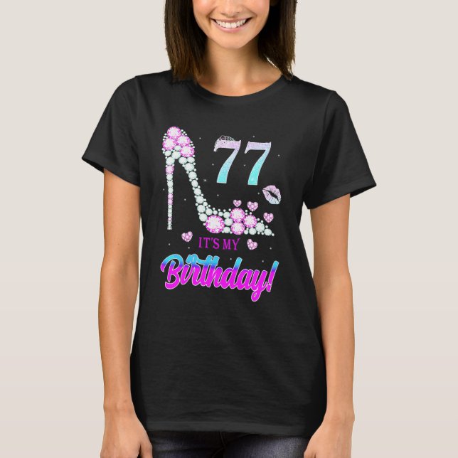 Cute 77 Years Old It's My 77th Birthday Party T Shirt (Framsida)