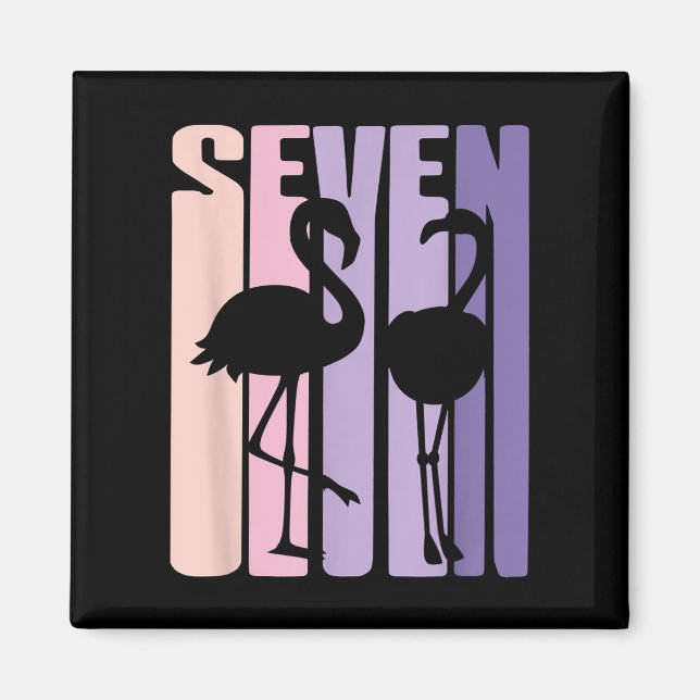 Cute 7:e Birthday Gift I Flamingo I 7 år gammal Magnet (Framsidan)