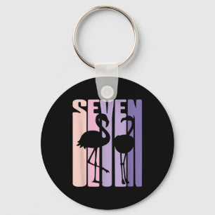 Cute 7:e Birthday Gift I Flamingo I 7 år gammal Nyckelring