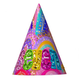 Cute 7:e Rainbow Sequin Guld Glitter Maximalist