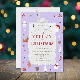 Cute 7th Day of Christmas New Year's Eve Party Inbjudningar