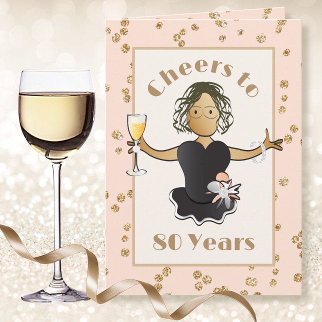 Cute 80:e födelsedagskalet till 80 Sparkle Glitter Kort (Skapare uppladdad)