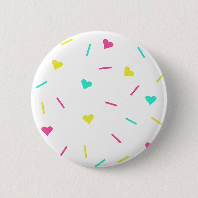 Cute 80s Pastel Hearts & Sprinkles - Anpassade Knapp (Framsida)
