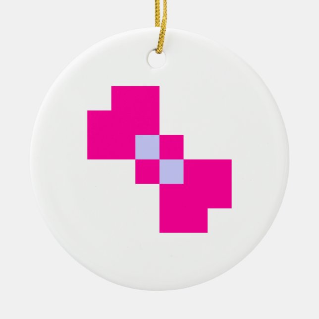 Cute 8-bitars pixelfält julgransprydnad keramik (Framsidan)