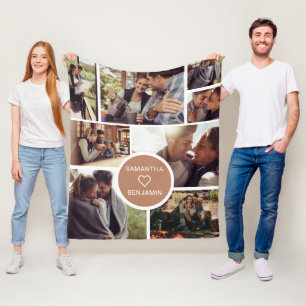 Cute 8-Personlig för fotokollage-vaccinationskampa Fleecefilt