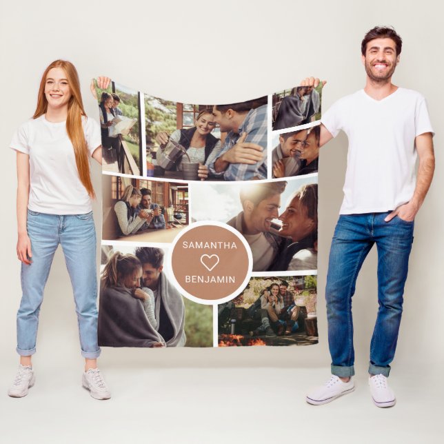 Cute 8-Personlig för fotokollage-vaccinationskampa Fleecefilt (På plats)