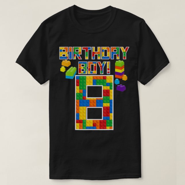 Cute 8th Birthday Gift 8 ÅRS Gammalt block Byggnad T Shirt (Design framsida)