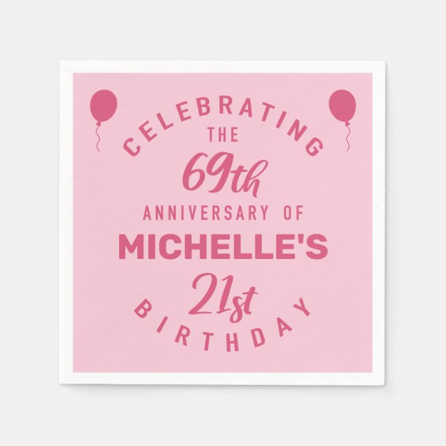 Cute 90:e Birthday-Personlig Pappersservett (Framsidan)