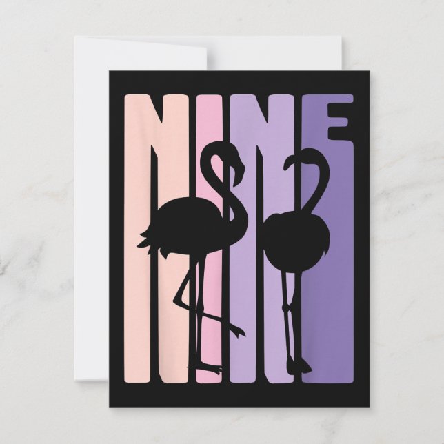 Cute 9:e födelsedagspresent I Flamingo I 9 år gamm Inbjudningar (Framsida)