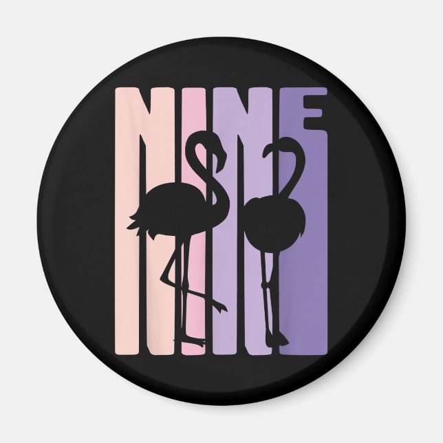 Cute 9:e födelsedagspresent I Flamingo I 9 år gamm Magnet (Framsidan)
