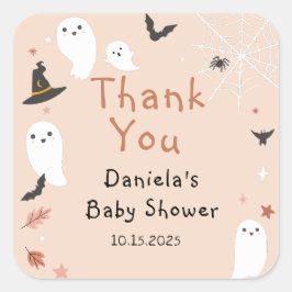 Cute A Little Boo Halloween Baby Shower Fyrkantigt Klistermärke