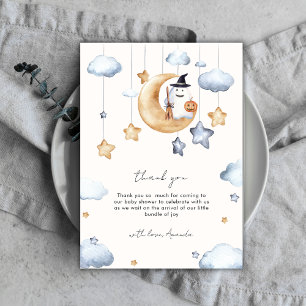 Cute A Little Boo Måne Stars Baby Shower Tack Kort